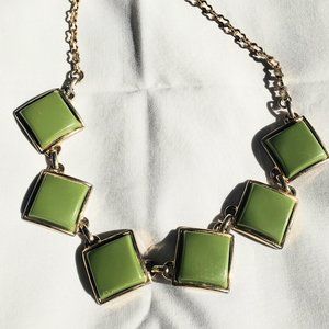 Vintage deco green geometric necklace